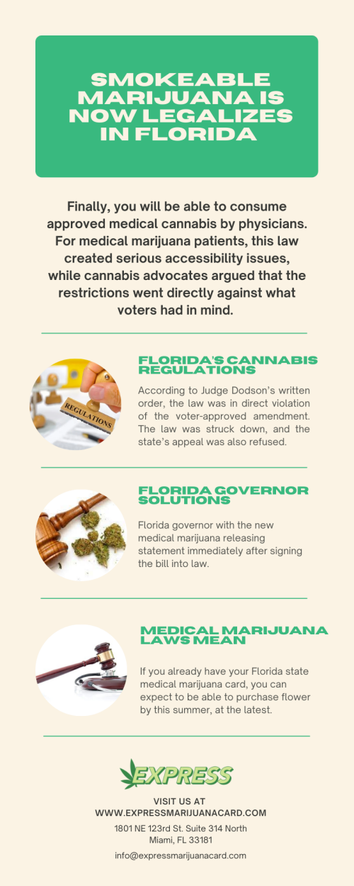 Licensed Physicians dedicated to helping qualified patients access medical marijuana in the state of Florida. Actual medical practice that will be able to provide you with access to your records and follow up visits as needed.
https://expressmarijuanacard.com/