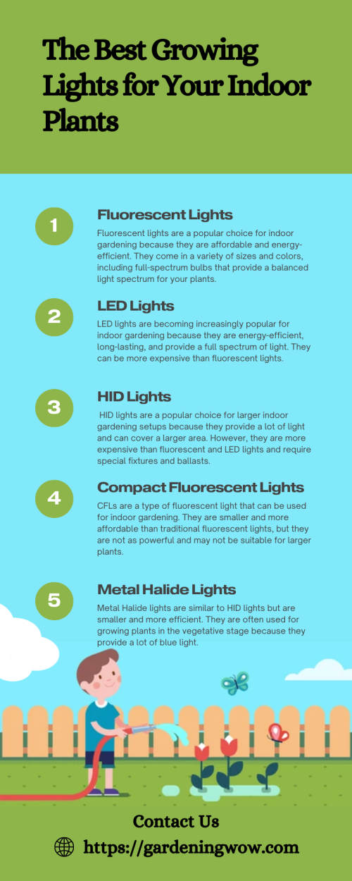 Get your perfect indoor garden with the best growing lights. Easily customize and set up the perfect intensity and light schedule for your plants to grow healthy and strong. Shop now for a wide range of options that fit your needs.
https://gardeningwow.com/the-best-growing-lights-for-your-indoor-plants/