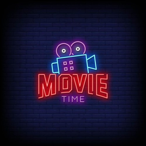 Premium Vector Movie time logo neon signs style text