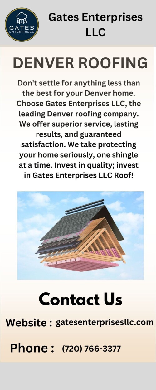 Don't settle for anything less than the best for your Denver home. Choose Gates Enterprises LLC, the leading Denver roofing company. We offer superior service, lasting results, and guaranteed satisfaction. We take protecting your home seriously, one shingle at a time. Invest in quality; invest in Gates Enterprises LLC Roof! 
Visit:https://gatesenterprisesllc.com/