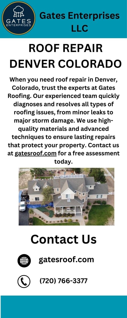 When you need roof repair in Denver, Colorado, trust the experts at Gates Roofing. Our experienced team quickly diagnoses and resolves all types of roofing issues, from minor leaks to major storm damage. We use high-quality materials and advanced techniques to ensure lasting repairs that protect your property. Contact us at gatesroof.com for a free assessment today.