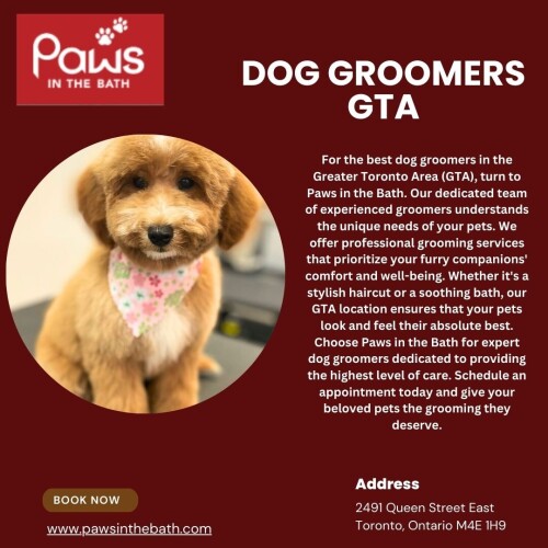 For the best dog groomers in the Greater Toronto Area (GTA), turn to Paws in the Bath. Our dedicated team of experienced groomers understands the unique needs of your pets. We offer professional grooming services that prioritize your furry companions' comfort and well-being. Whether it's a stylish haircut or a soothing bath, our GTA location ensures that your pets look and feel their absolute best. Choose Paws in the Bath for expert dog groomers dedicated to providing the highest level of care. Schedule an appointment today and give your beloved pets the grooming they deserve.