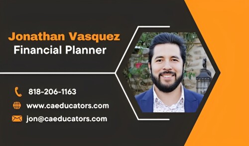 Jonathan Vasquez is a Financial Planner at California Educators, and he helps people to discover the best and most competitive options available for retirement income planning. Our meticulous approach ensures every aspect of your retirement is carefully managed, protecting your assets and ensuring a secure future. Jonathan Vasquez provides expert guidance on retirement income planning, covering income, asset protection, growth potential, inflation, taxes, and estate planning. Obtain advice to help you make wise financial decisions. Visit our website for more information on https://www.caeducators.com/