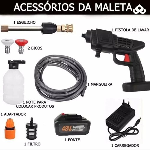 AnyConv.com Lavadora de Alta Pressão Portátil Sem Fios + Mangueira de 5M de Brinde PowerWash™ 3