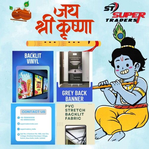 May Little Krishna bless you with lots of Happiness and Grace!
Super Traders is a trading company in Delhi NCR. It is a retail store for different outdoor and indoor advertising products like banners, roll up stands, sun boards, display boards, wall graphics and many more. When it comes to signs, Super Traderss India is the best solution. Top brands like Innox, Innotex, Printex, Adverr are some of the partner of Super Traders. It is one of the best trading company in Delhi NCR with high quality products and affordable prices.
https://supertradersindia.com/
#supertradersindia #tradingcompany #tradersindia #sunboards #outdoormarketing #indoormarketing #wallgraphics #supertradersindiajanmashtmiwishes #brandedsignage #promotionalsignage #retailstoredelhi #tradingcompanydelhi #neonhighlights #highqualityproducts #digitalprinting #typography #vinylink #longlastingprinting #printingpressdelhi #businessposters #signboards