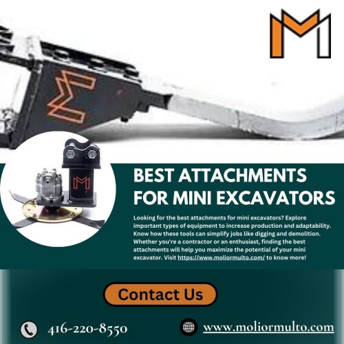 Looking for the best attachments for mini excavators? Explore important types of equipment to increase production and adaptability. Know how these tools can simplify jobs like digging and demolition. Whether you're a contractor or an enthusiast, finding the best attachments will help you maximize the potential of your mini excavator. Visit https://www.moliormulto.com/ to know more!