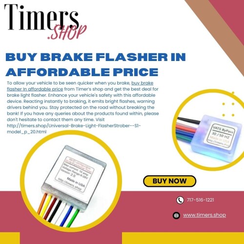 To allow your vehicle to be seen quicker when you brake, buy brake flasher In affordable price from Timer’s shop and get the best deal for brake light flasher. Enhance your vehicle's safety with this affordable device. Reacting instantly to braking, it emits bright flashes, warning drivers behind you. Stay protected on the road without breaking the bank! If you have any queries about the products found within, please don't hesitate to contact them any time. Visit http://timers.shop/Universal-Brake-Light-FlasherStrober--S1-model_p_20.html