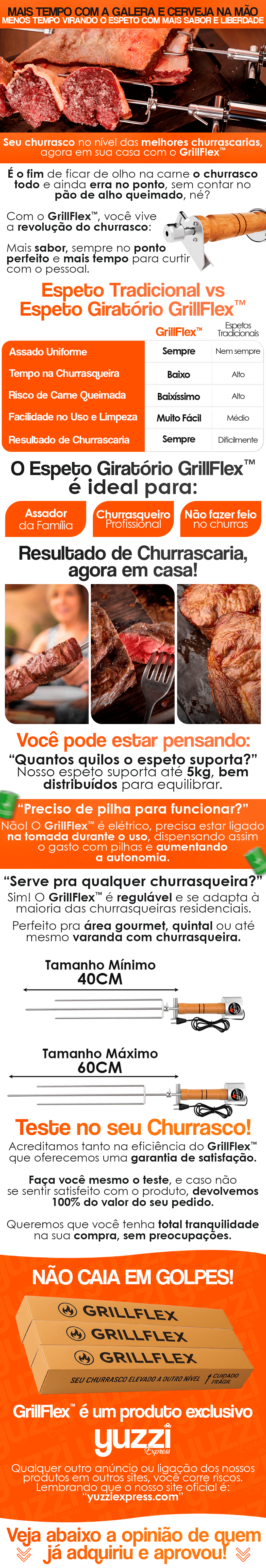 Espeto Giratório em Inox Elétrico com Regulagem  - GrillFlex™