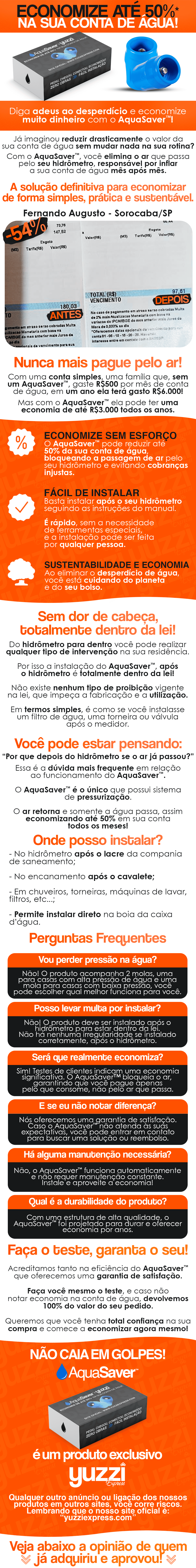 Bloqueador e Eliminador de Ar para Economia de Água - AquaSaver™