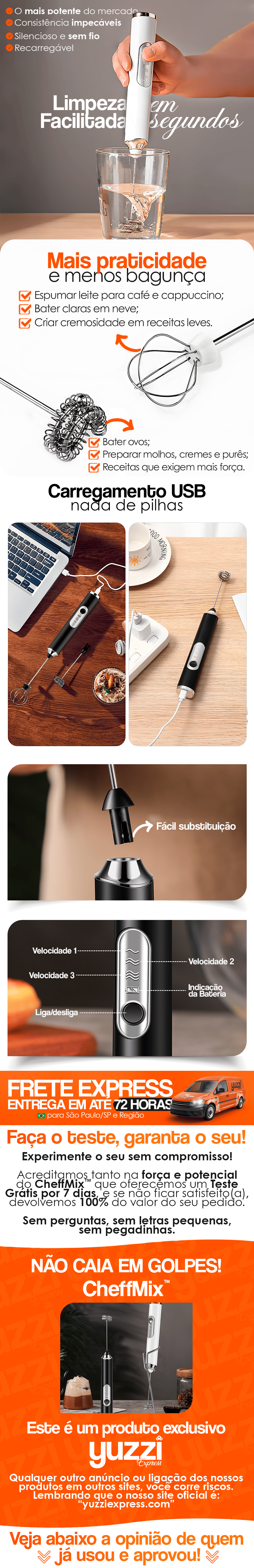 Mixer Batedor e Misturador Elétrico Portátil Multiuso 2 em 1 - CheffMix™