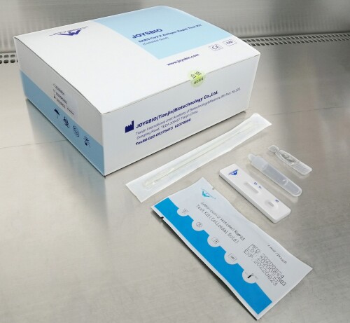 €160
20 JOYSBIO Biotechnology Antigen Test Kits

TEST TIME: 15–20 MINUTES
STORAGE CONDITION: 2°C–30°C
CE MARK
SAMPLE TYPE: Nasal (NS) swab
SHELF LIFE: 24 months

CONTENTS:

20x Test Devices
20x Buffer Bottle (350 μL/bottle)
20x Extraction Tubes and Nozzle Caps
20x Sterilized Nasal (NS) Swabs Instructions for Use